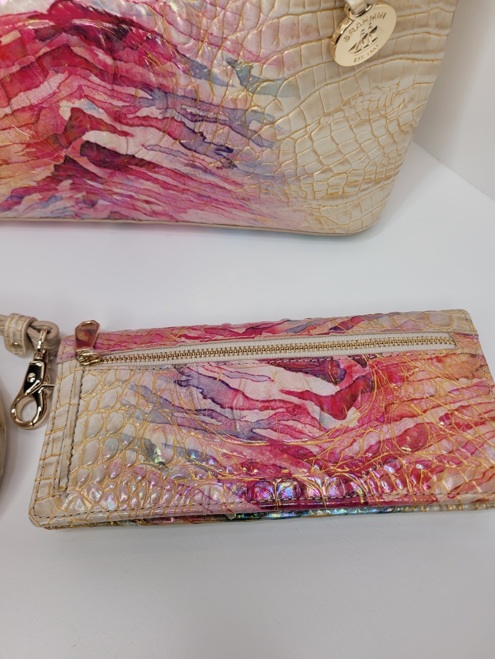 👉✨️ Brahmin Iridescent Entice Ombre Melbourne Duxbury Satchel Bag Wallet Set - Picture 8 of 15